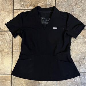 FIGS Women's Black V-Neck Scrub Top